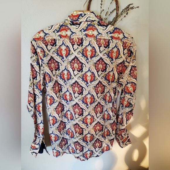 Eton Men's Red and Blue Paisley Dress Shirt - Picture 5 of 5